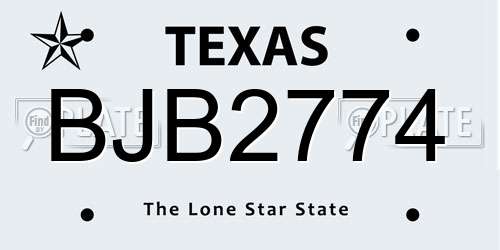BJB2774 Texas License Plate