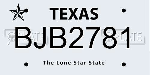 BJB2781 Texas License Plate