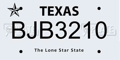 BJB3210 Texas License Plate