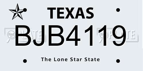 BJB4119 Texas License Plate