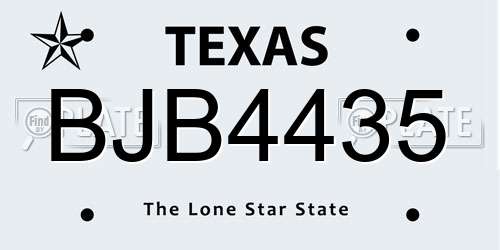 BJB4435 Texas License Plate