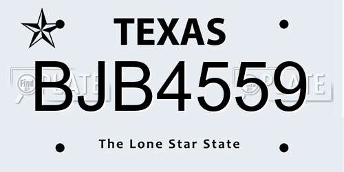 BJB4559 Texas License Plate
