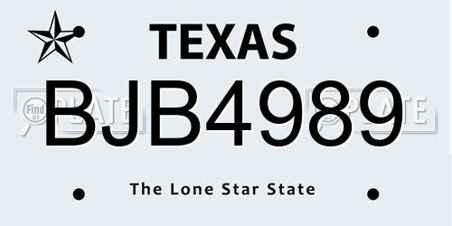 BJB4989 Texas License Plate