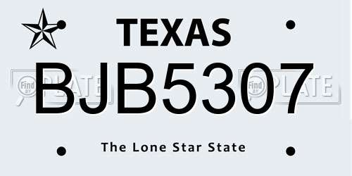 BJB5307 Texas License Plate