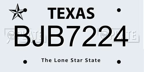 BJB7224 Texas License Plate