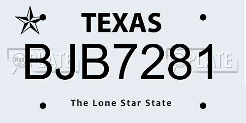 BJB7281 Texas License Plate