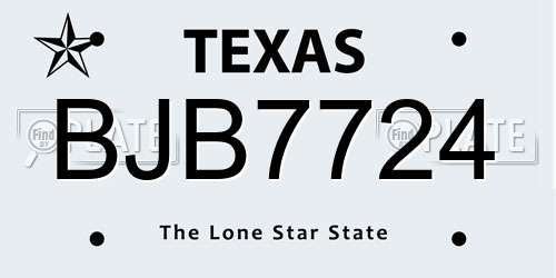 BJB7724 Texas License Plate