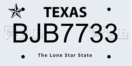BJB7733 Texas License Plate