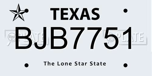 BJB7751 Texas License Plate