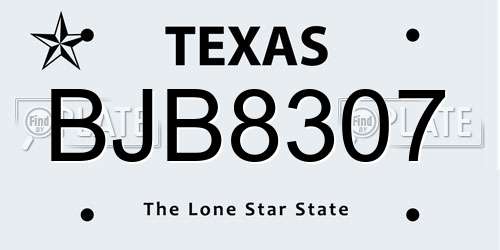 BJB8307 Texas License Plate