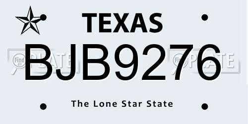 BJB9276 Texas License Plate