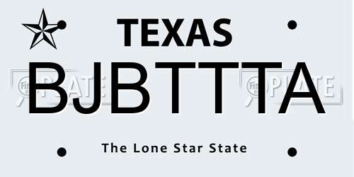 BJBTTTA Texas License Plate
