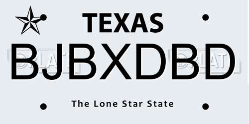 BJBXDBD Texas License Plate