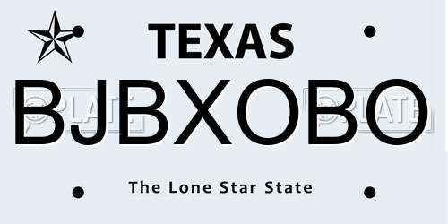 BJBXOBO Texas License Plate