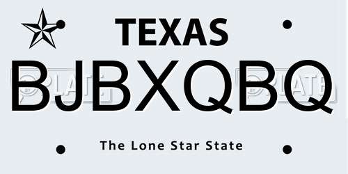 BJBXQBQ Texas License Plate
