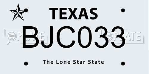 BJC033 Texas License Plate