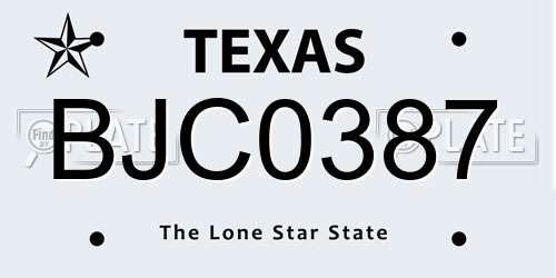 BJC0387 Texas License Plate