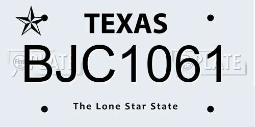 BJC1061 Texas License Plate