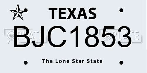 BJC1853 Texas License Plate