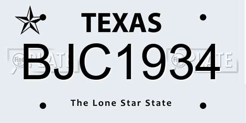 BJC1934 Texas License Plate