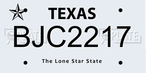 BJC2217 Texas License Plate