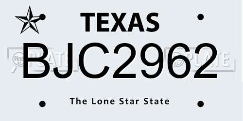 BJC2962 Texas License Plate