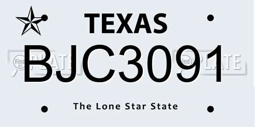 BJC3091 Texas License Plate