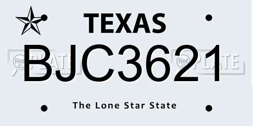 BJC3621 Texas License Plate