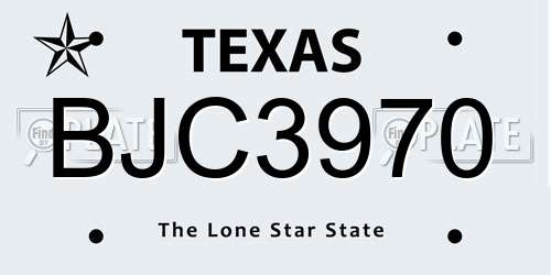 BJC3970 Texas License Plate