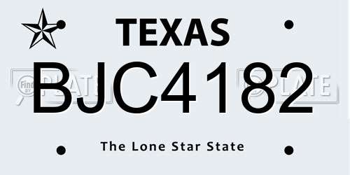 BJC4182 Texas License Plate