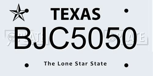 BJC5050 Texas License Plate