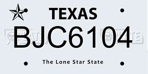 BJC6104 Texas License Plate