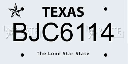 BJC6114 Texas License Plate