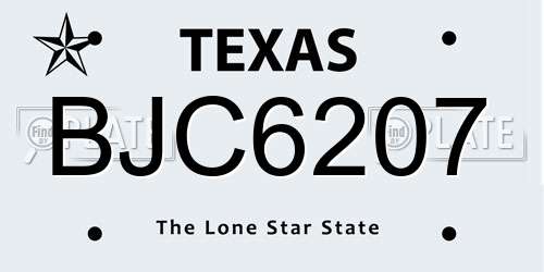 BJC6207 Texas License Plate