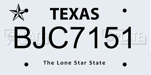 BJC7151 Texas License Plate