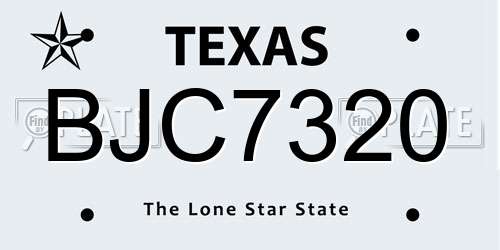 BJC7320 Texas License Plate