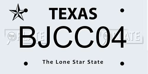 BJCC04 Texas License Plate