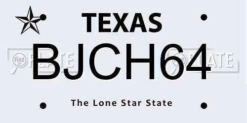 BJCH64 Texas License Plate
