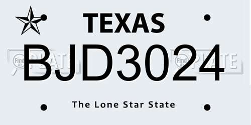 BJD3024 Texas License Plate