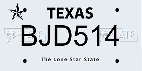 BJD514 Texas License Plate