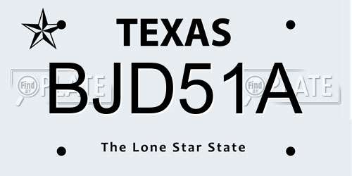 BJD51A Texas License Plate