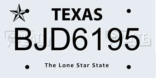 BJD6195 Texas License Plate