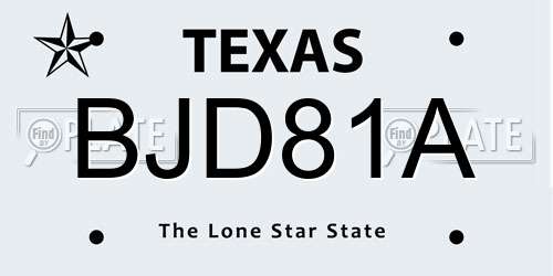 BJD81A Texas License Plate