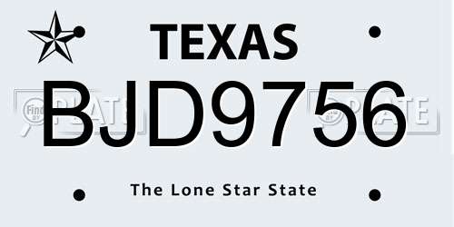 BJD9756 Texas License Plate