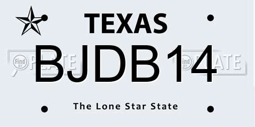 BJDB14 Texas License Plate