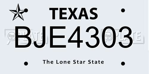 BJE4303 Texas License Plate