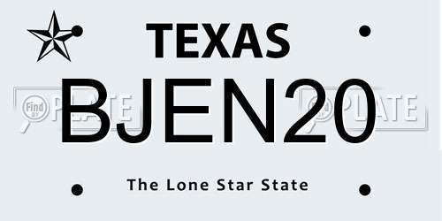 BJEN20 Texas License Plate