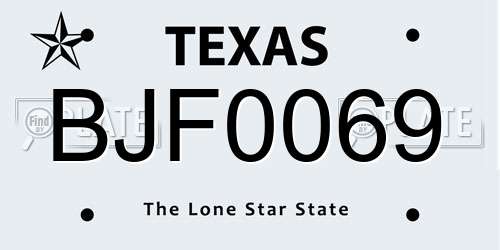 BJF0069 Texas License Plate