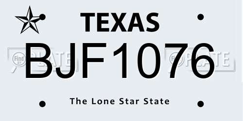 BJF1076 Texas License Plate