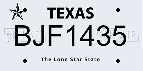 BJF1435 Texas License Plate